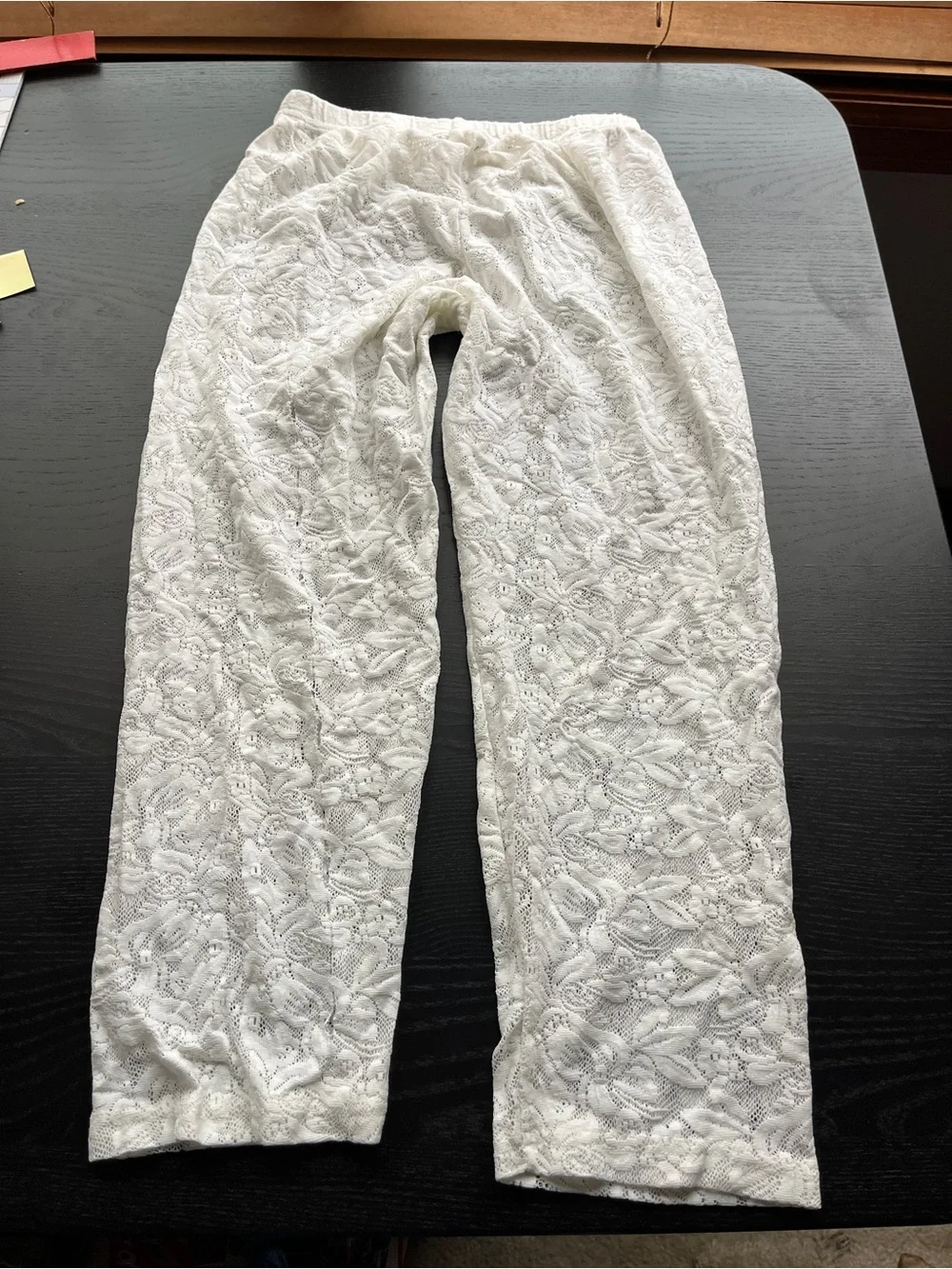 Xhilaration White Lace Pants Size XL Elastic Waist Stretch See-Through Floral